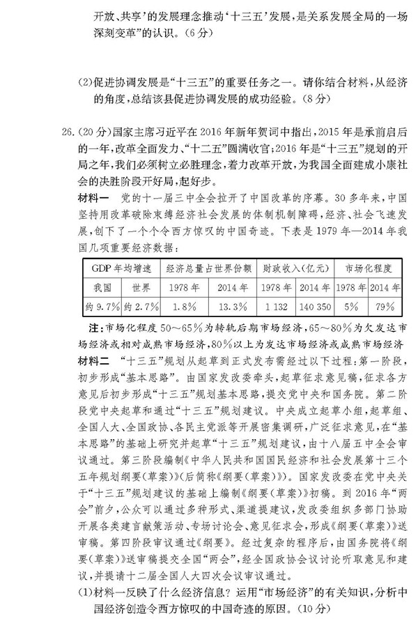 2016年长沙四校高三下政治联考试题