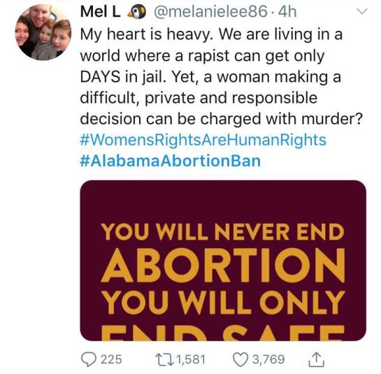 网友如何看待美阿拉巴马州禁止被强奸者堕胎