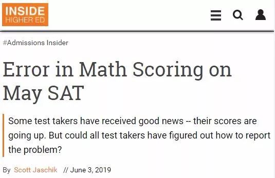 “美国高考”又乌龙 北美部分考生5月SAT数学分数将提升