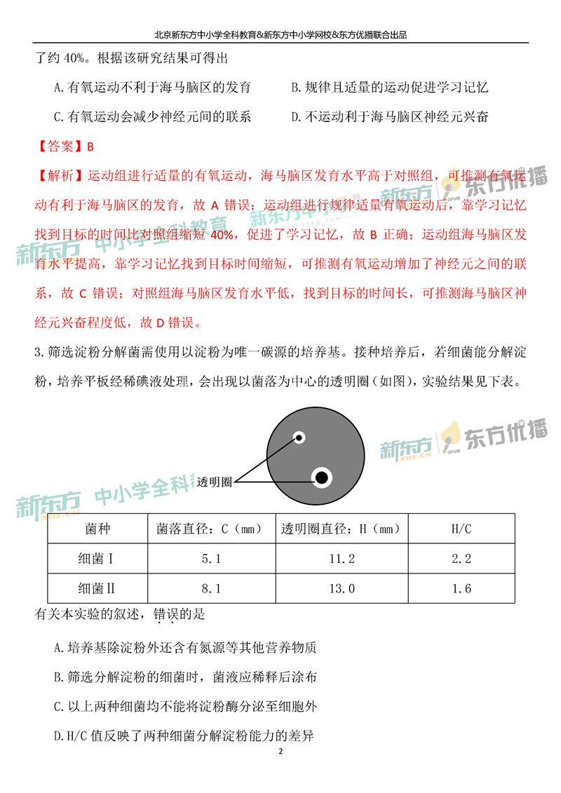 2019北京高考理综试题答案逐题解析