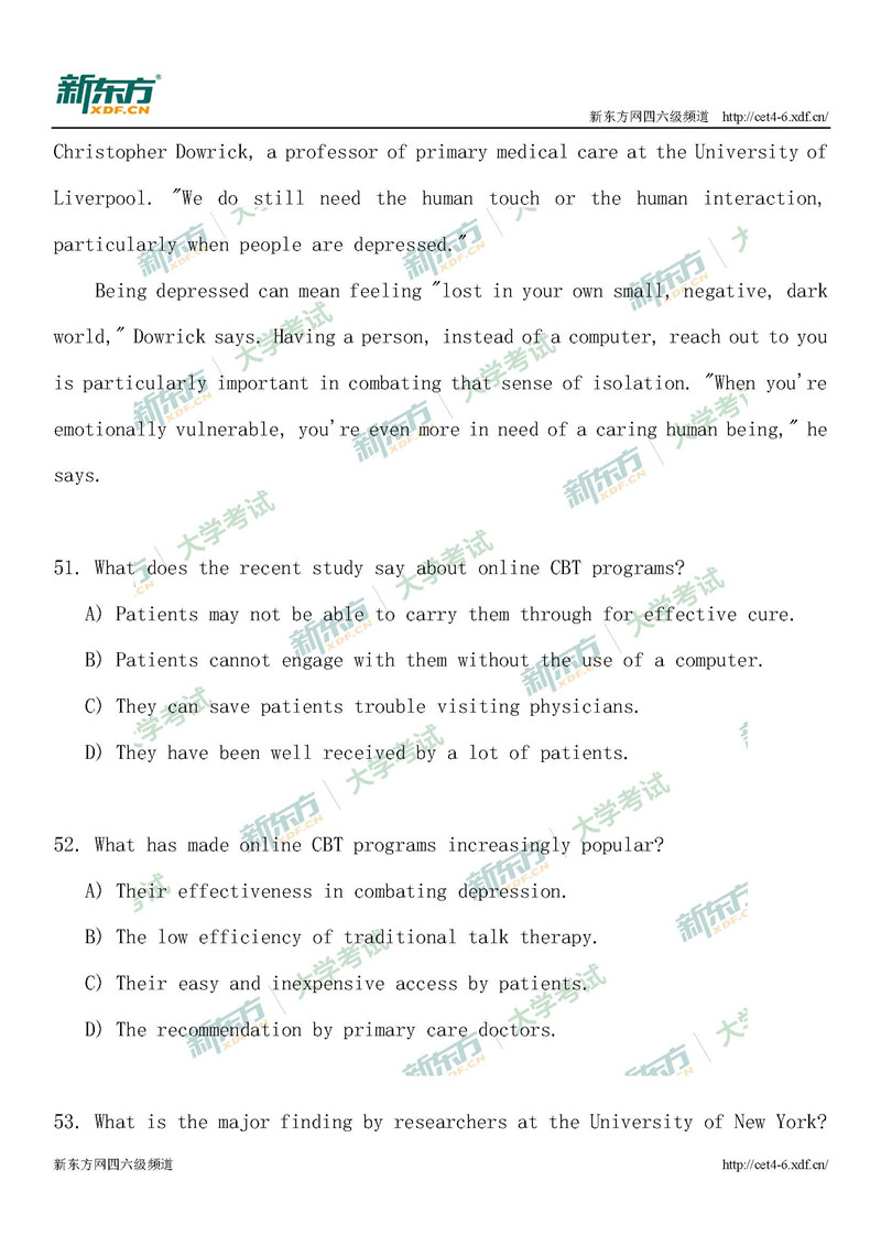 2019年6月英语四级考试仔细阅读第1套全解析（杭州新东方）