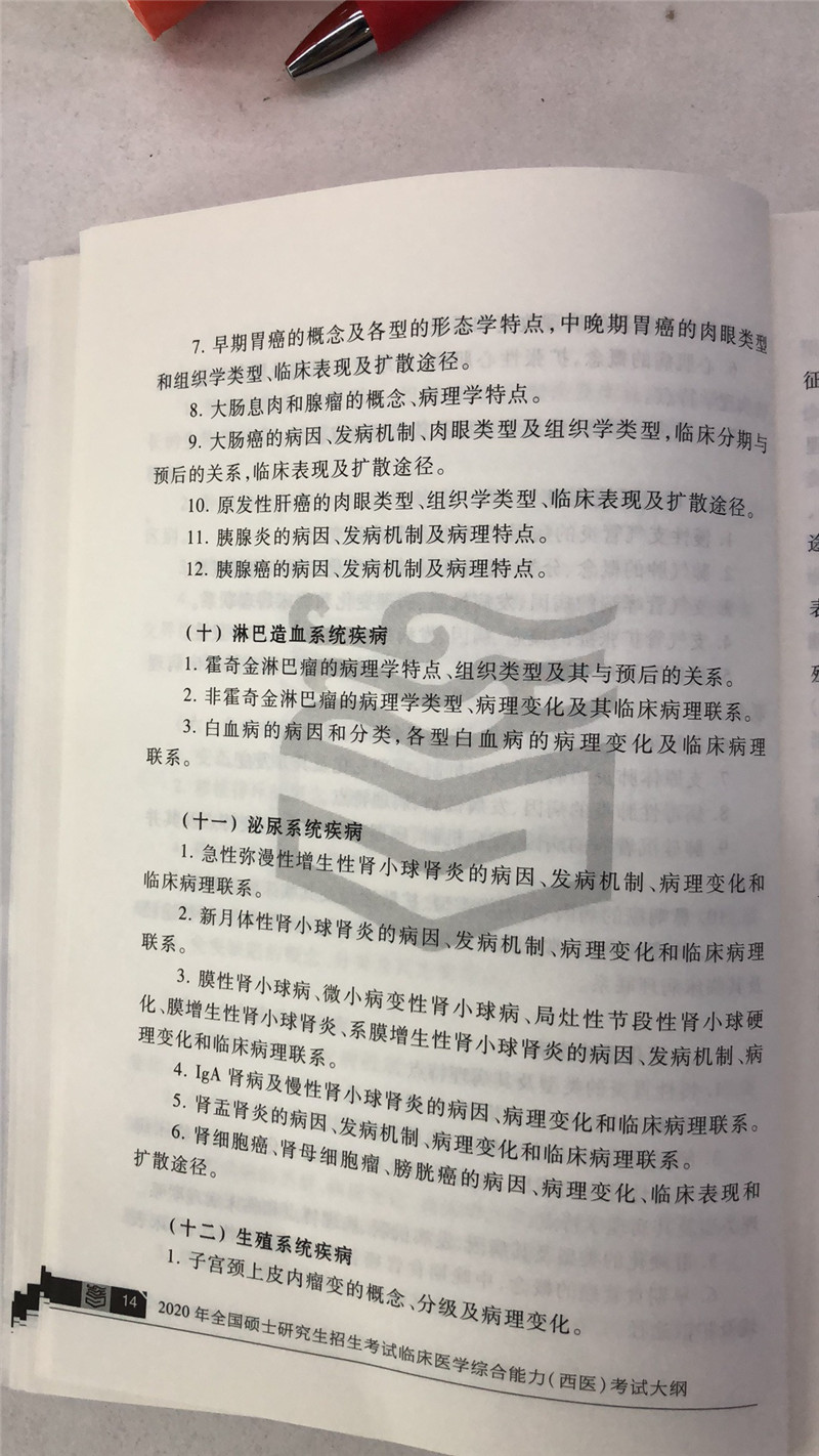 2020考研西医综合大纲原文