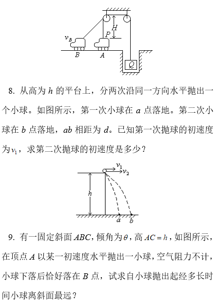 2019湖南长沙高一物理期末复习试题：质点、曲线运动