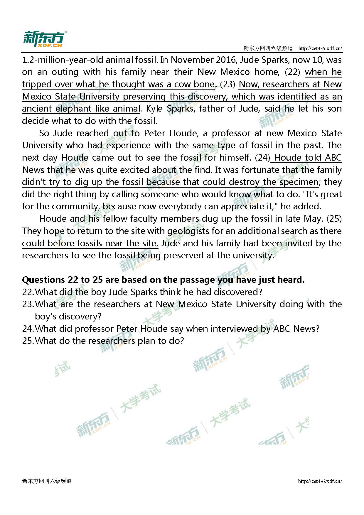 2019年12月四级听力解析（第二套）（广州新东方）