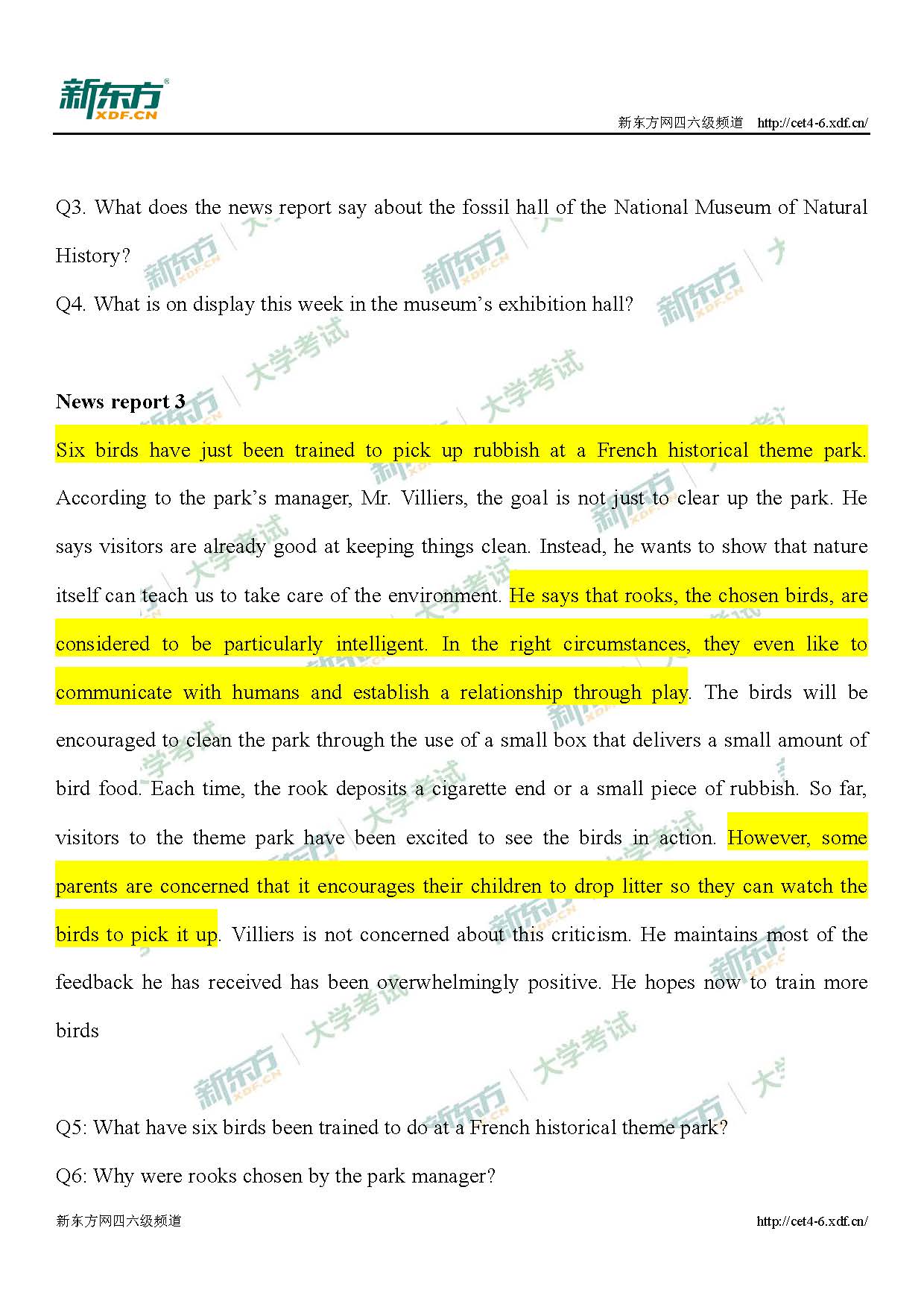 2019年12月四级听力短文解析(上海新东方)