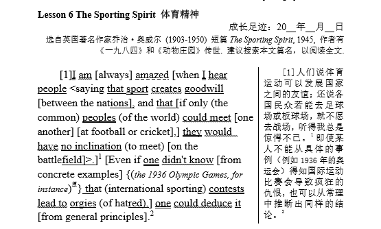 新概念英语第四册课文详解：Lesson 6 The Sporting Spirit （带译文）