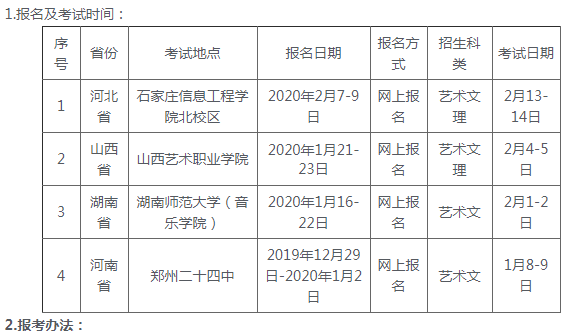 2020年华东交通大学艺术校考招生简章