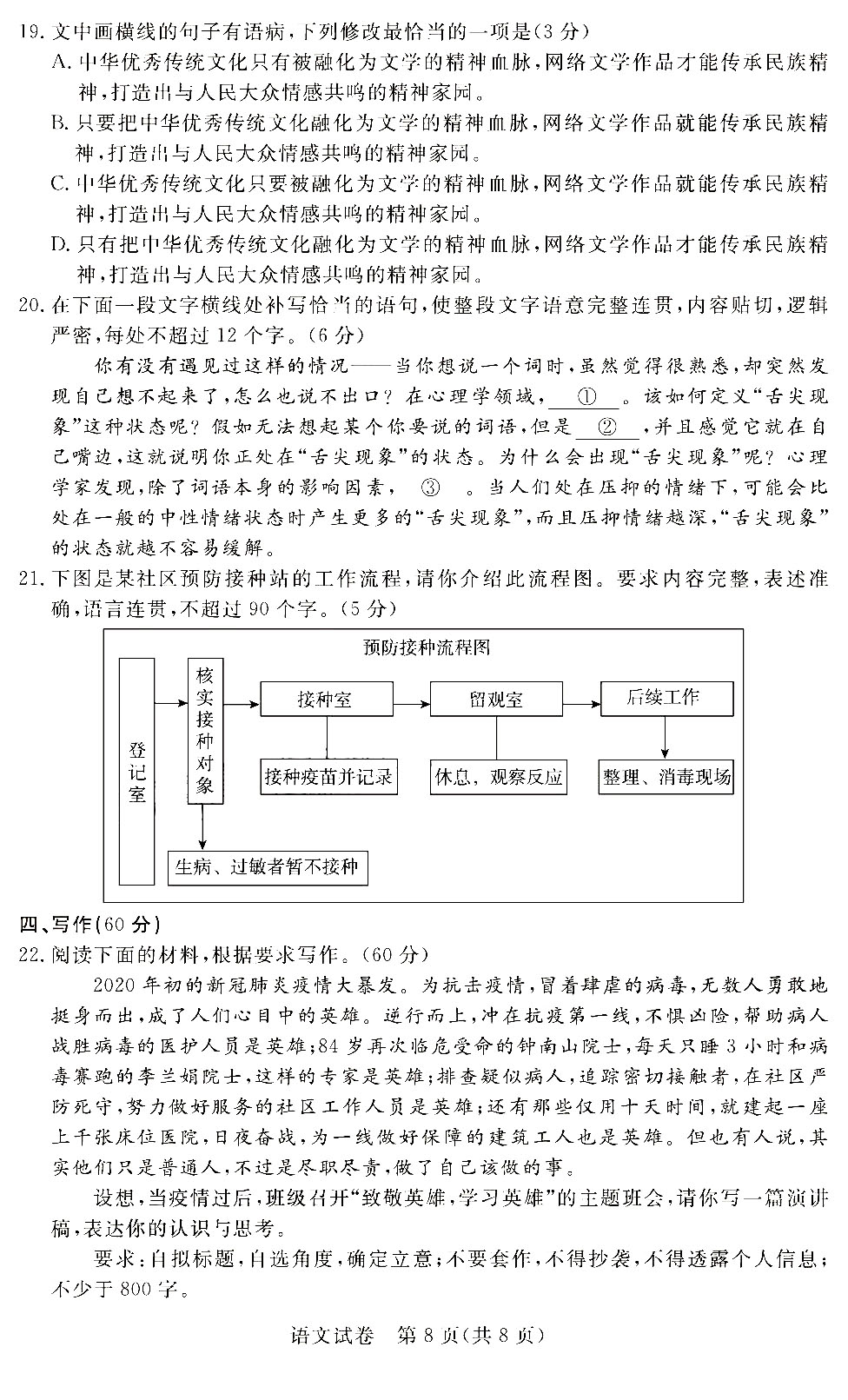 2020高考全国统一模拟考试语文作文题目