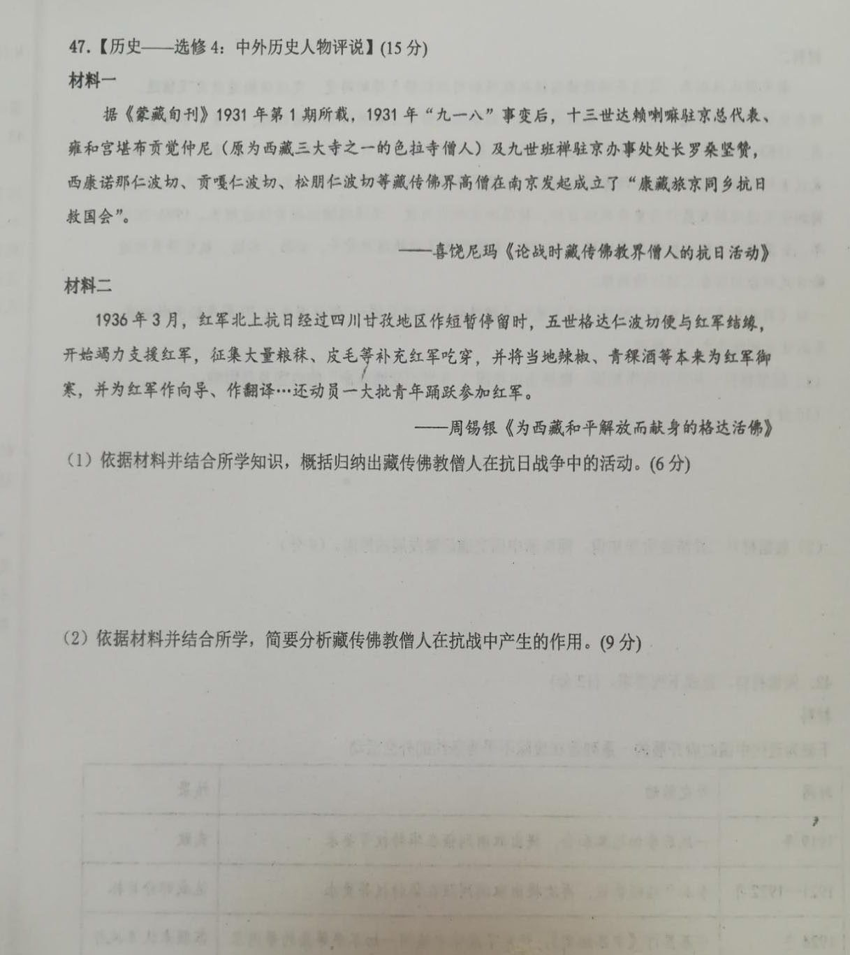 2020江西九校联考高三文综试题答案