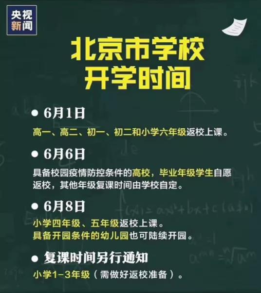 最新通知!北京中小学开学时间确定!多省份公布暑假时间!