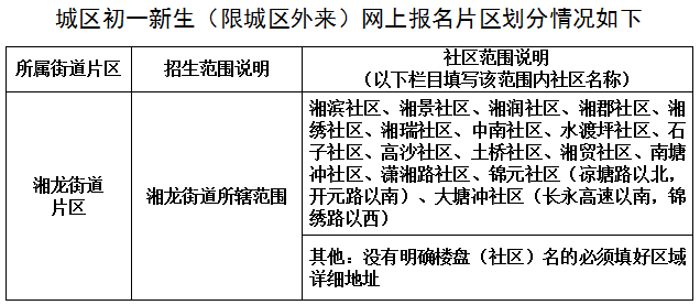 2020年秋季长沙县城区一年级/初一新生入学网上摸底报名办法