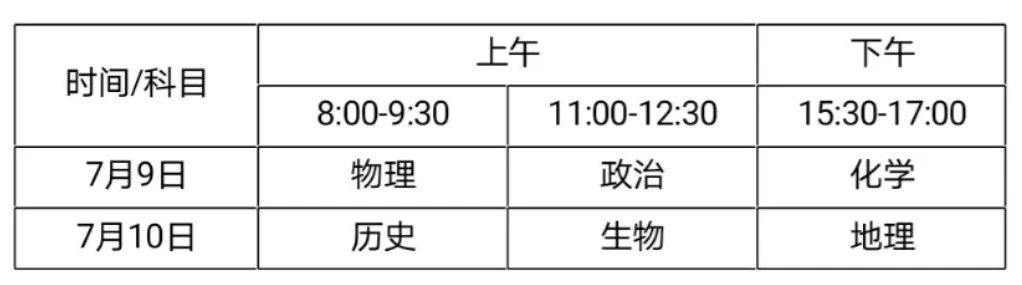 考试
科目及时间安排

