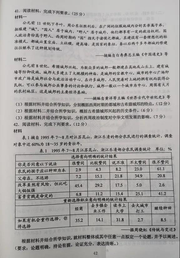 2020西藏高考文综试卷（官方）