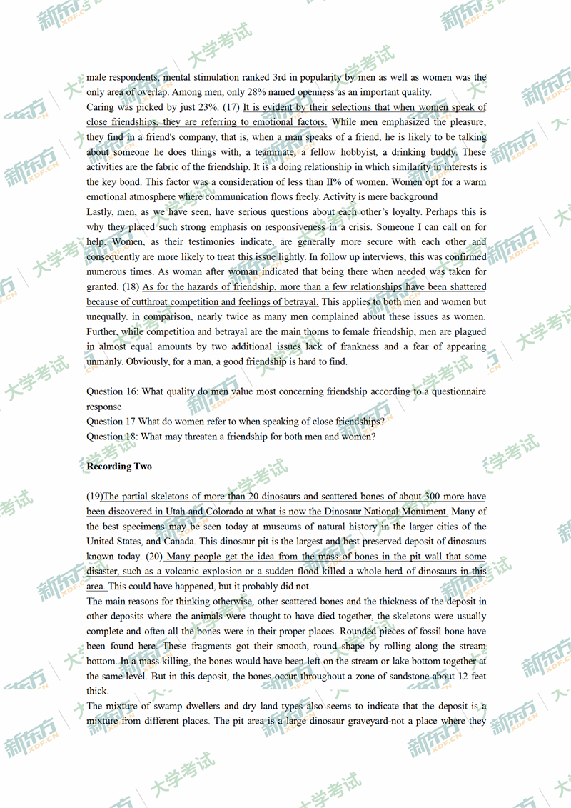 2020年7月英语六级听力试卷解析(新东方广州学校)