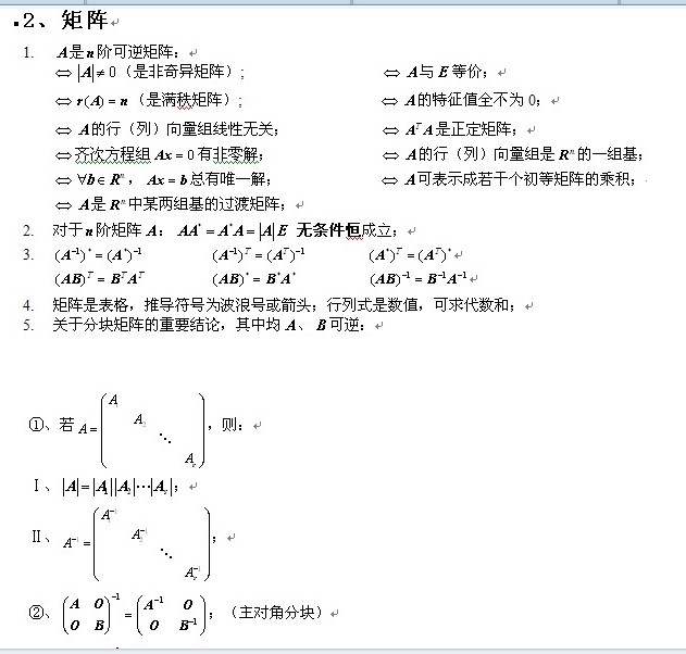2021考研数学线性代数知识点(一)