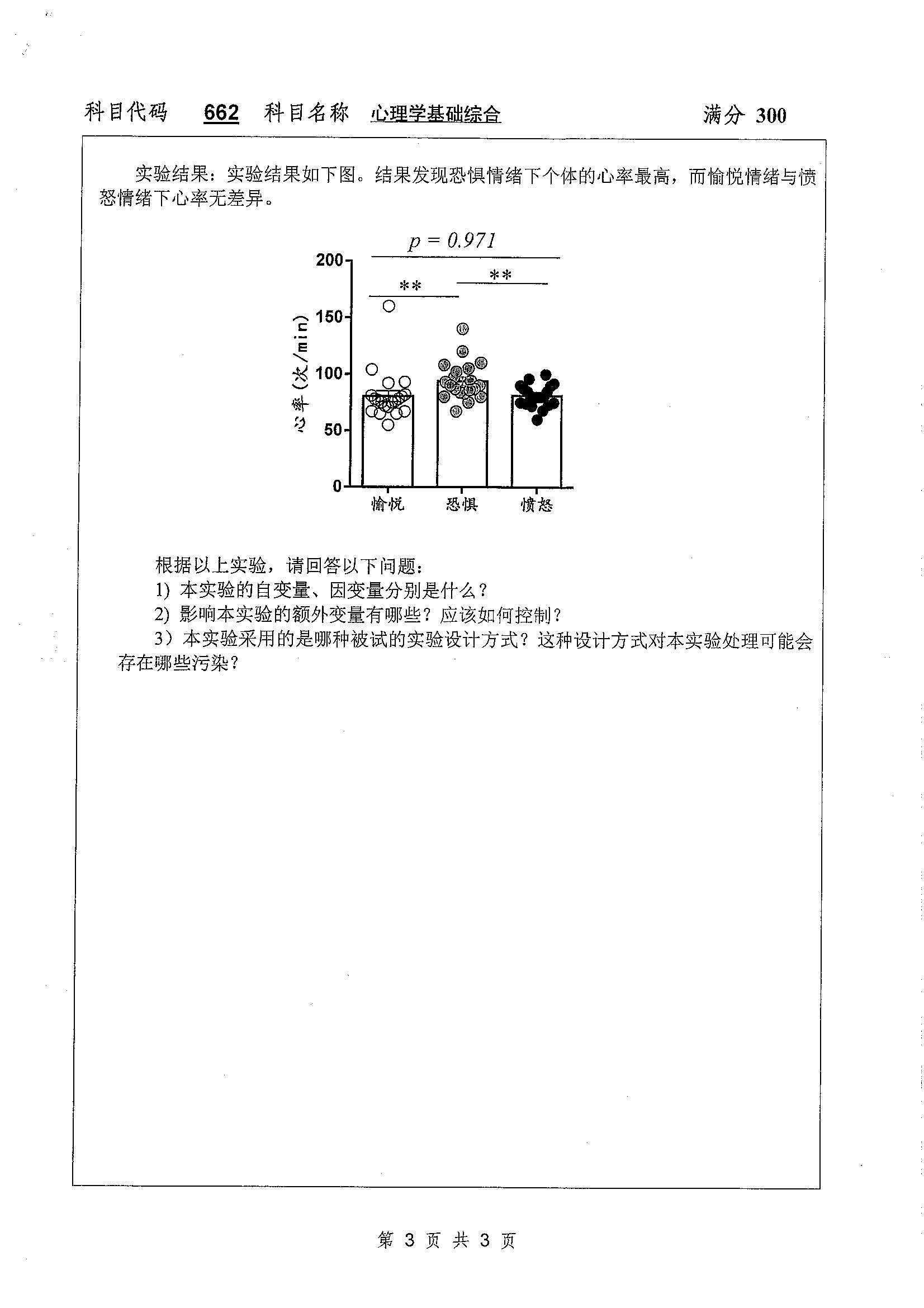 662-心理学基础综合2020年考研初试试卷真题（扬州大学）
