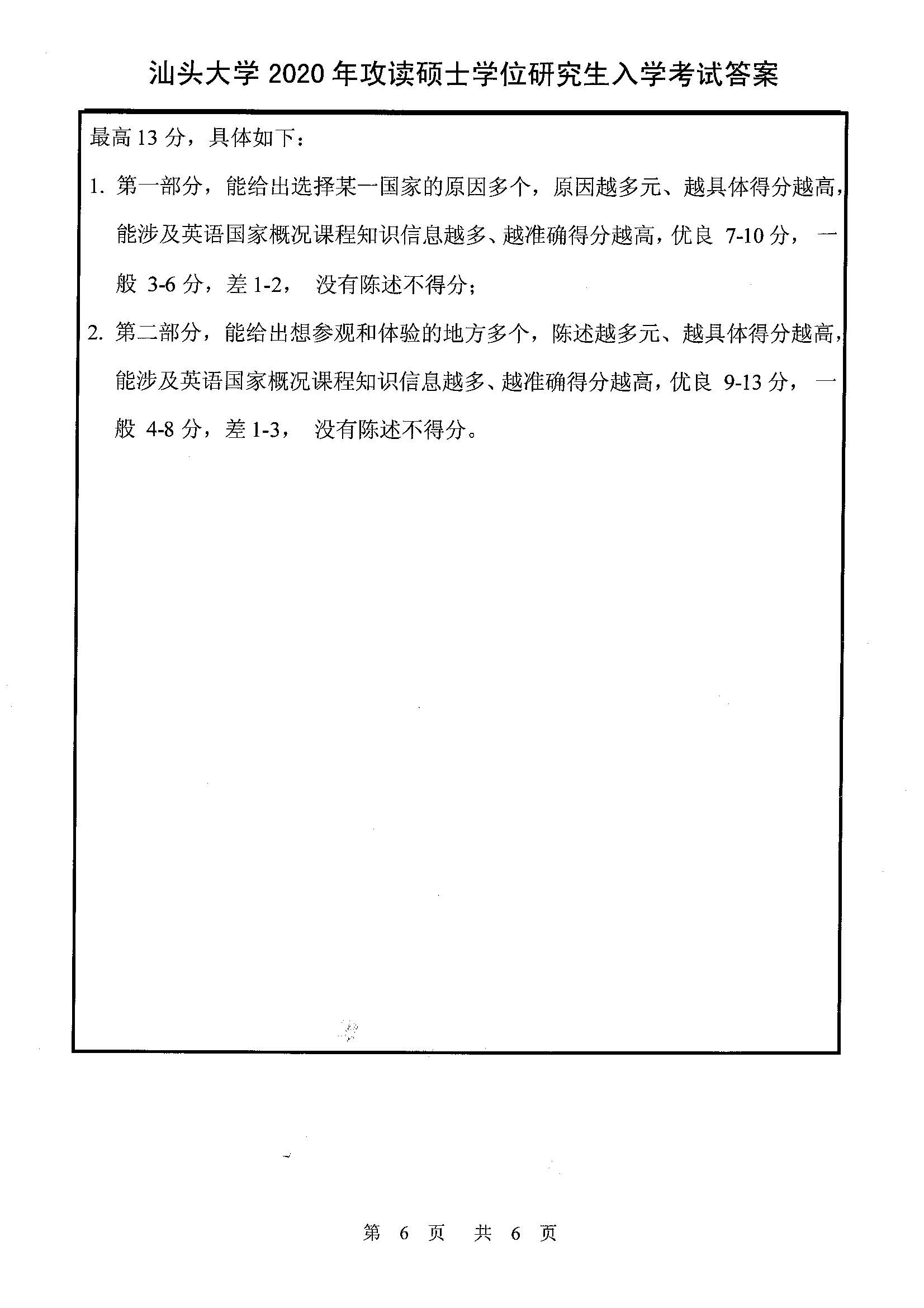 804英语综合2020年考研初试试卷真题（汕头大学）
