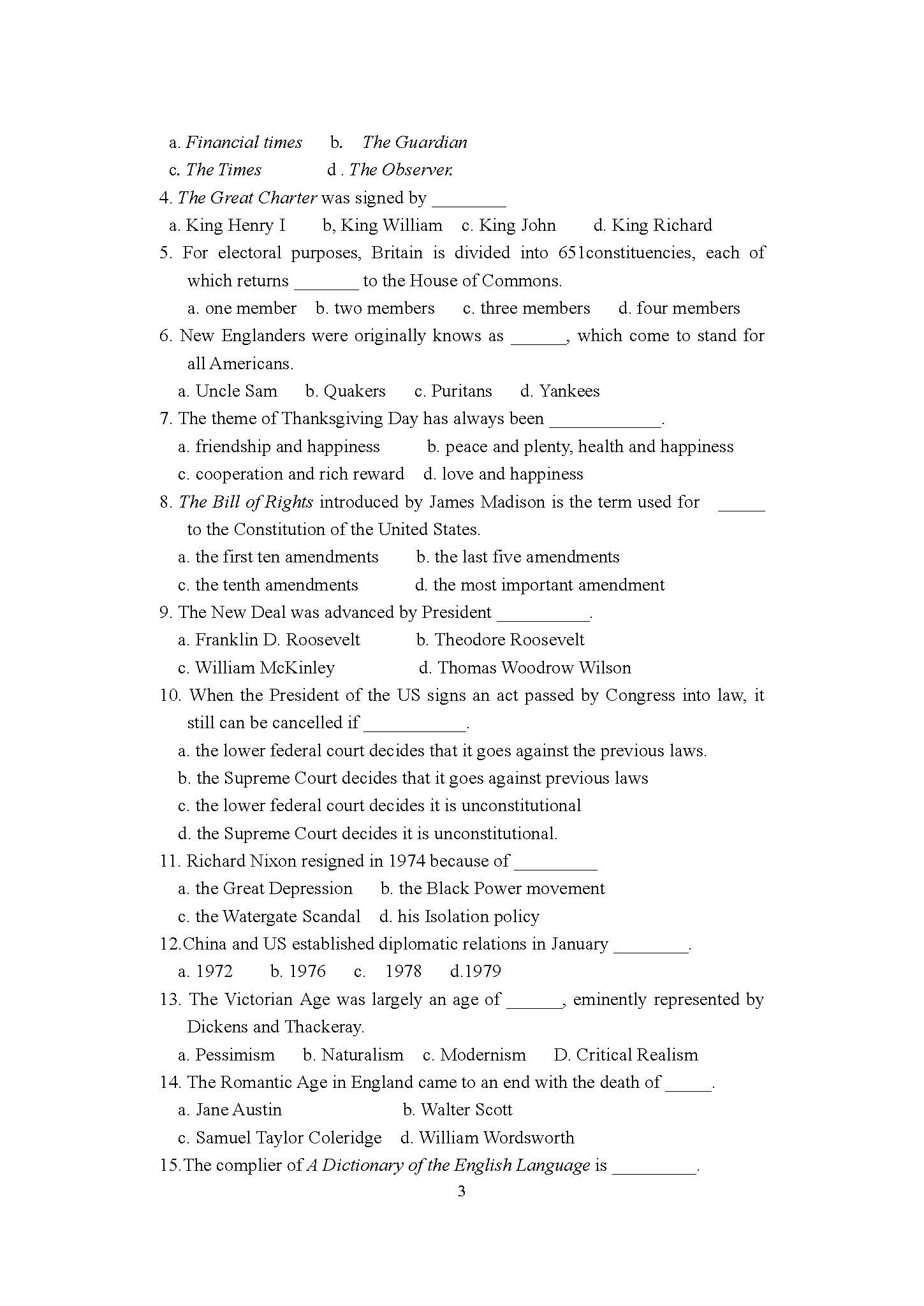 808英语综合2015年考研初试试卷真题(青岛大学)