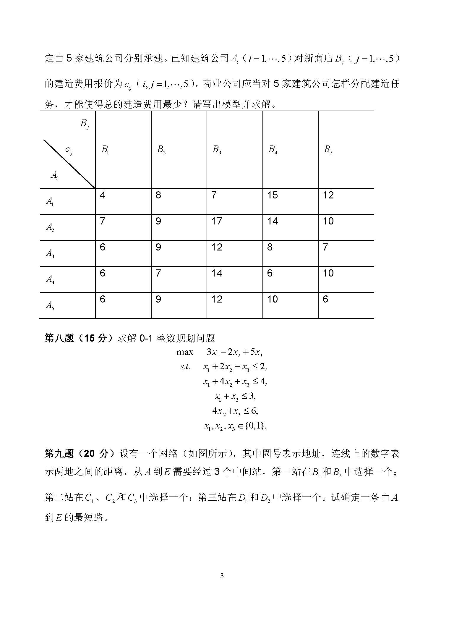 824运筹学2016年考研初试试卷真题（青岛大学）