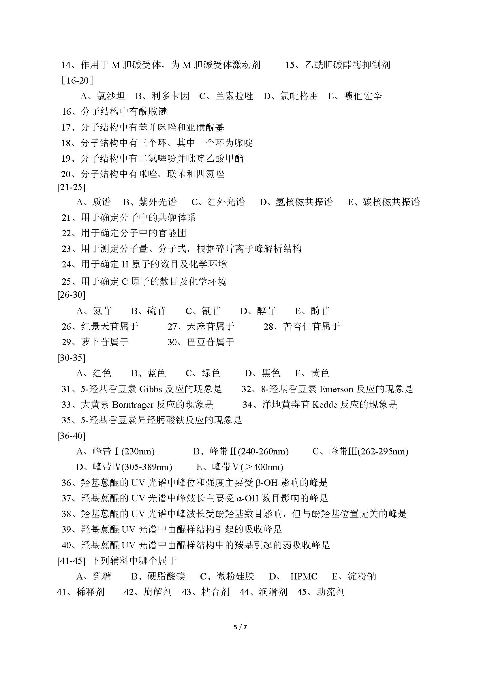 705药学综合2016年考研初试试卷真题（青岛大学）