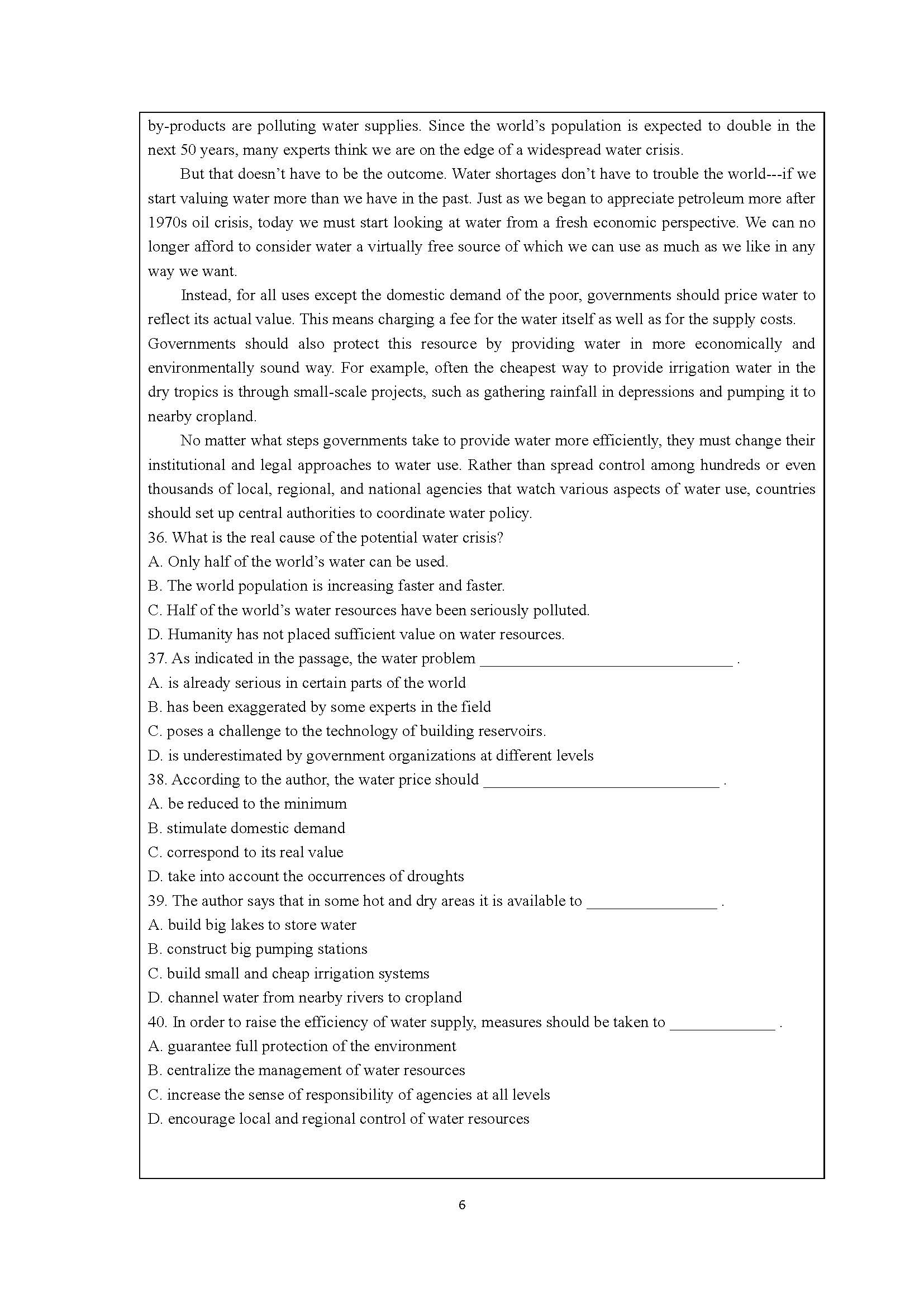 241基础英语2020年考研初试试卷真题（暨南大学）