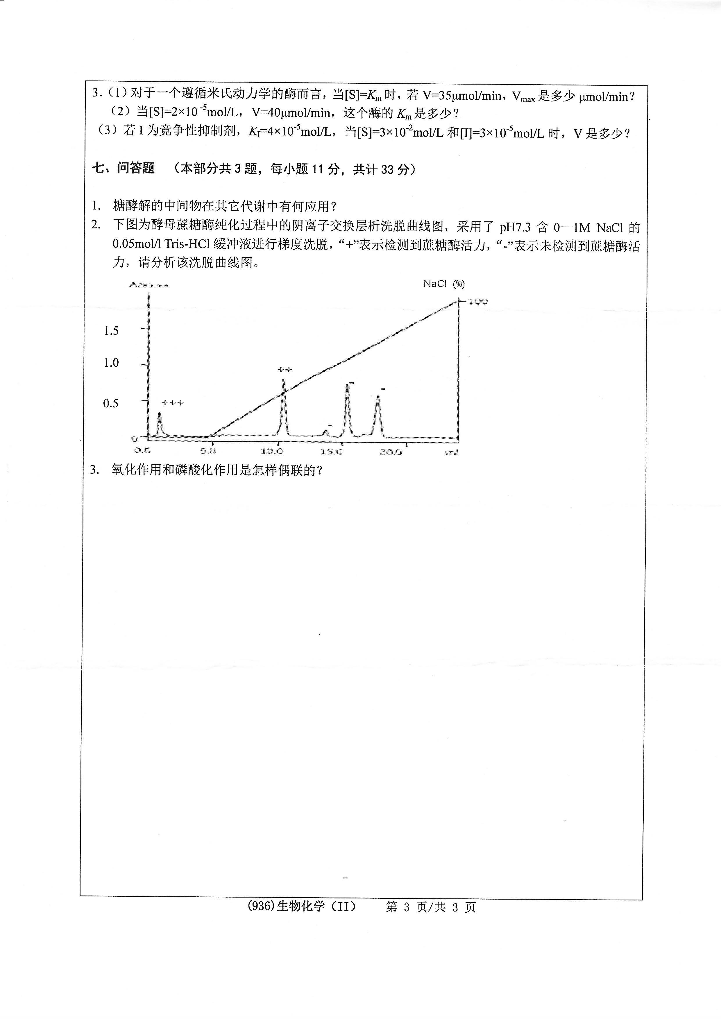 936生物化学（II）2020年考研初试试卷真题（浙江工业大学）