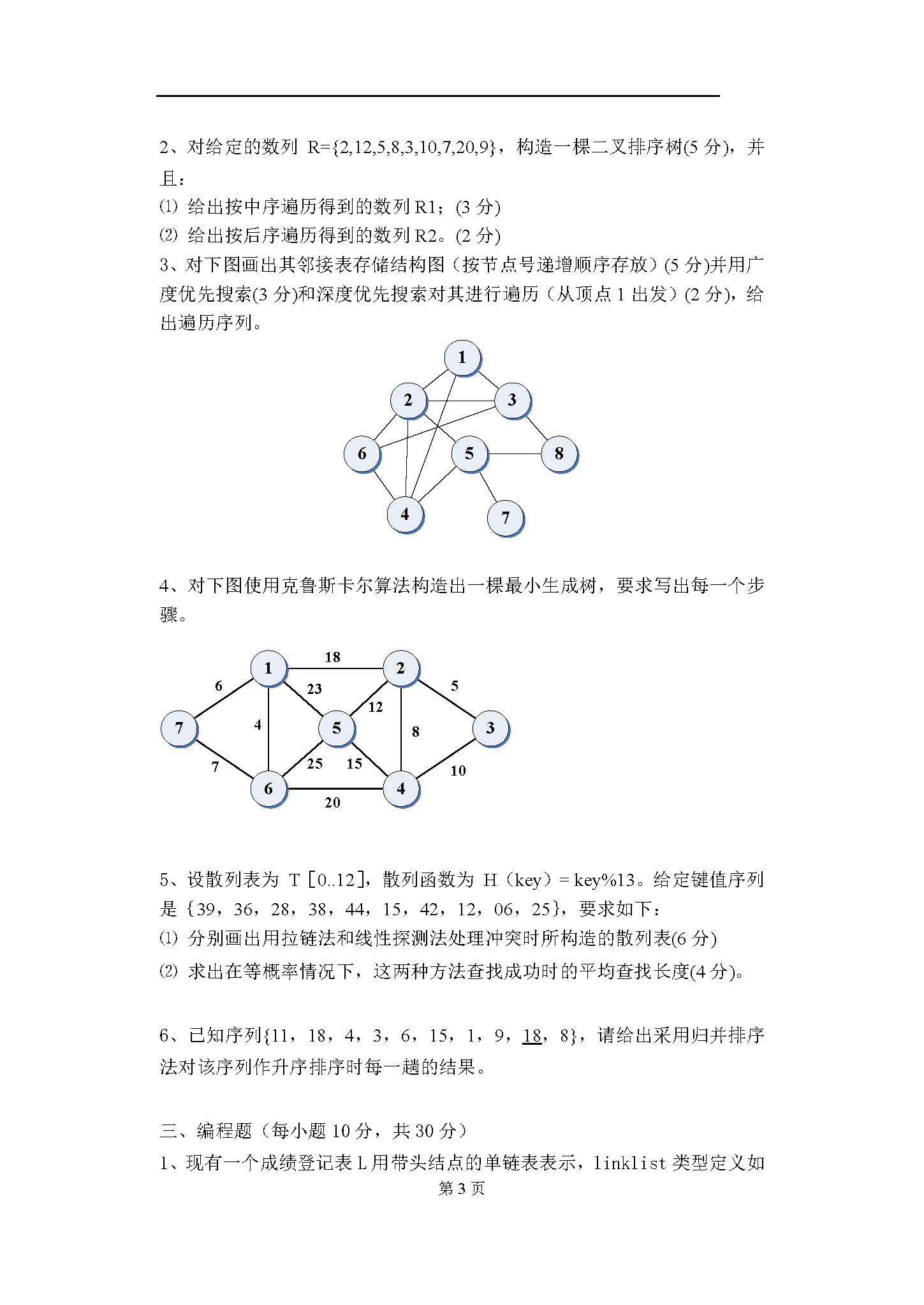 817计算机基础综合2019年考研初试试卷真题（重庆理工大学）