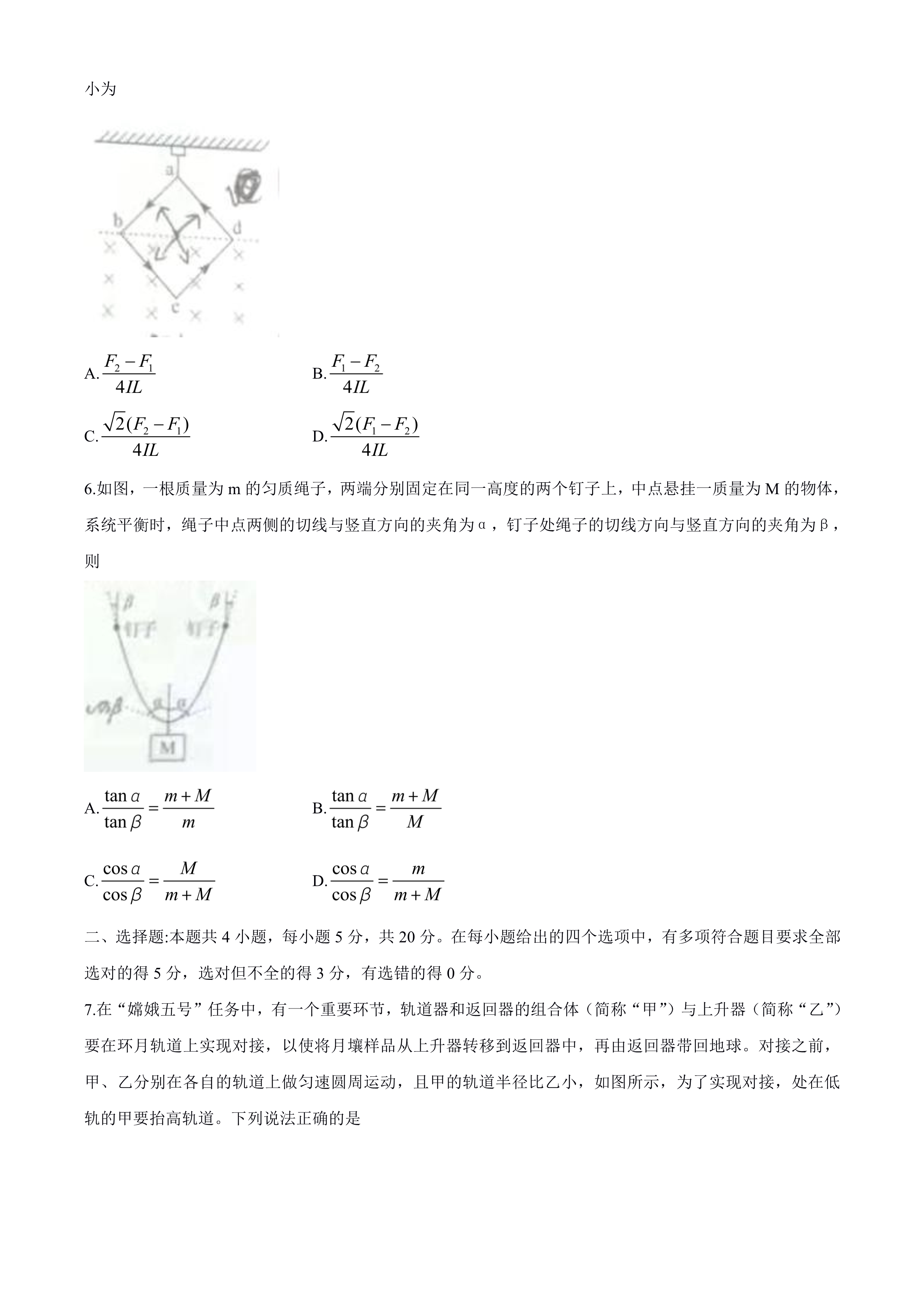 2021湖南新高考适应性考试物理卷真题及参考答案