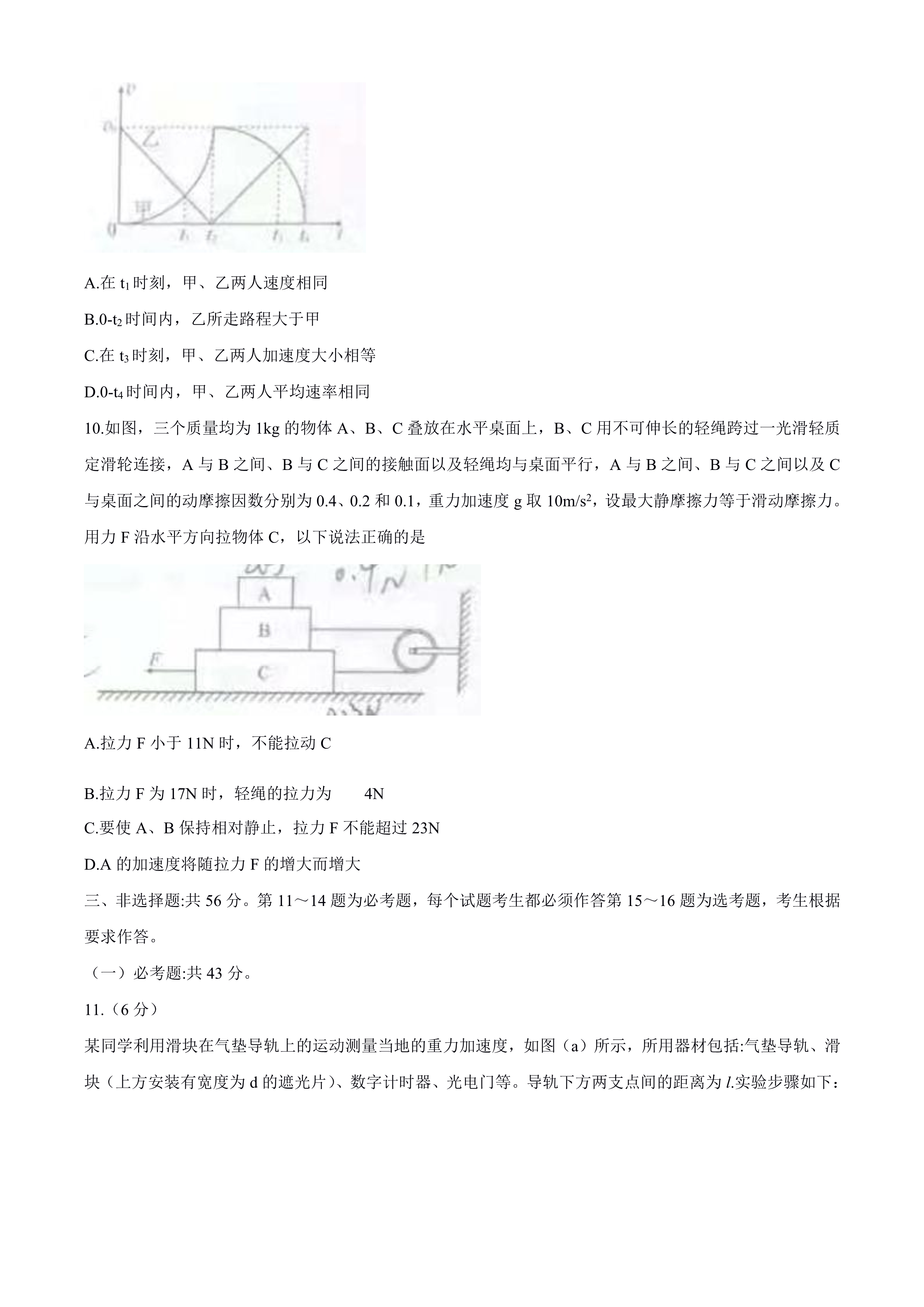 2021湖南新高考适应性考试物理卷真题及参考答案