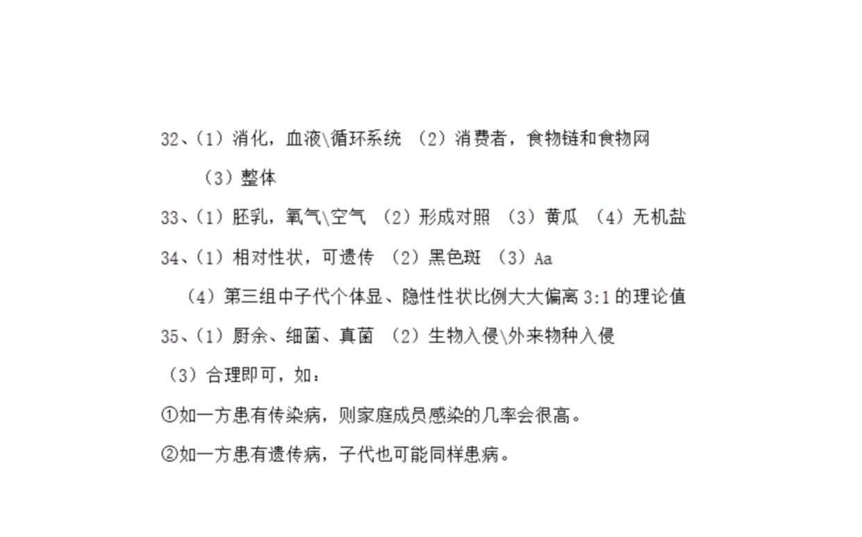 2020湖南长沙中考生物试题及答案解析