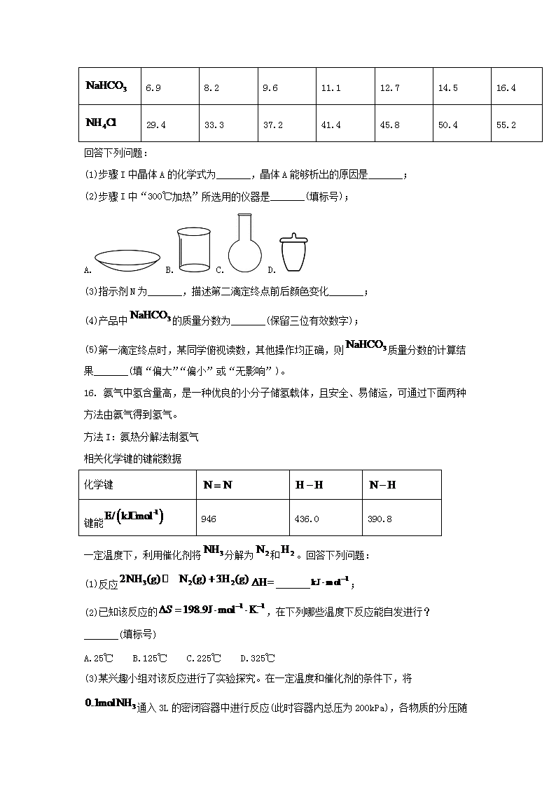 2021年湖南普通高中学业水平选择性考试化学试题及答案