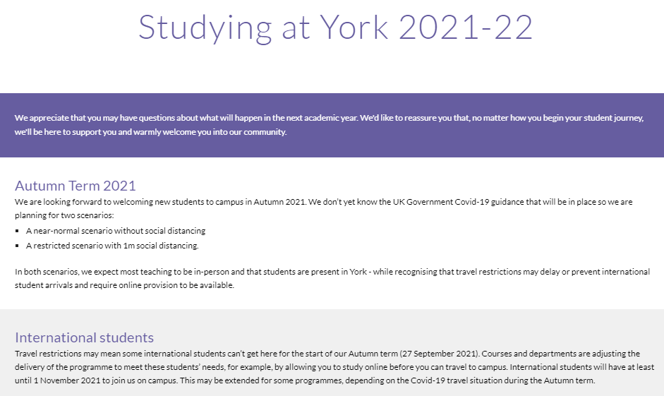 多所英国大学秋季开学政策更新！