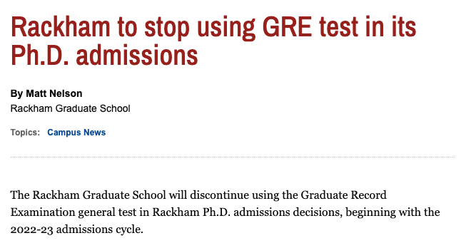 密歇根大学取消100个博士专业的GRE要求!