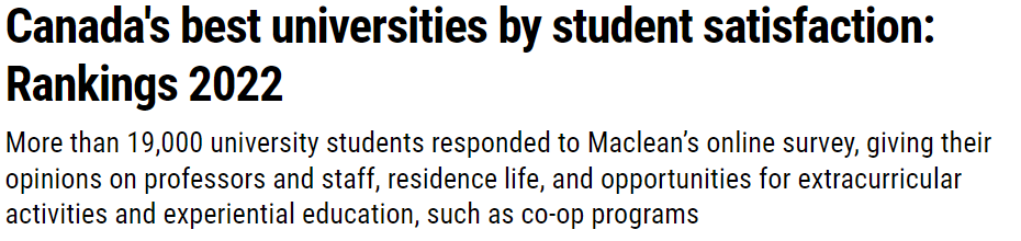 加拿大学生满意度高的15所大学!你的梦校排第几? 【聚焦】加拿大学生满意度高的15所大学!你的梦校排第几?