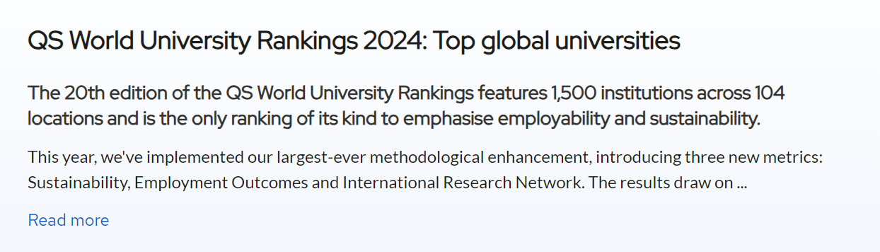 【聚焦】2024年QS世界大学排行榜重磅发布！