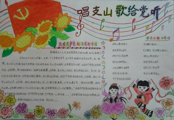 小手拉大手庆建党手抄报一