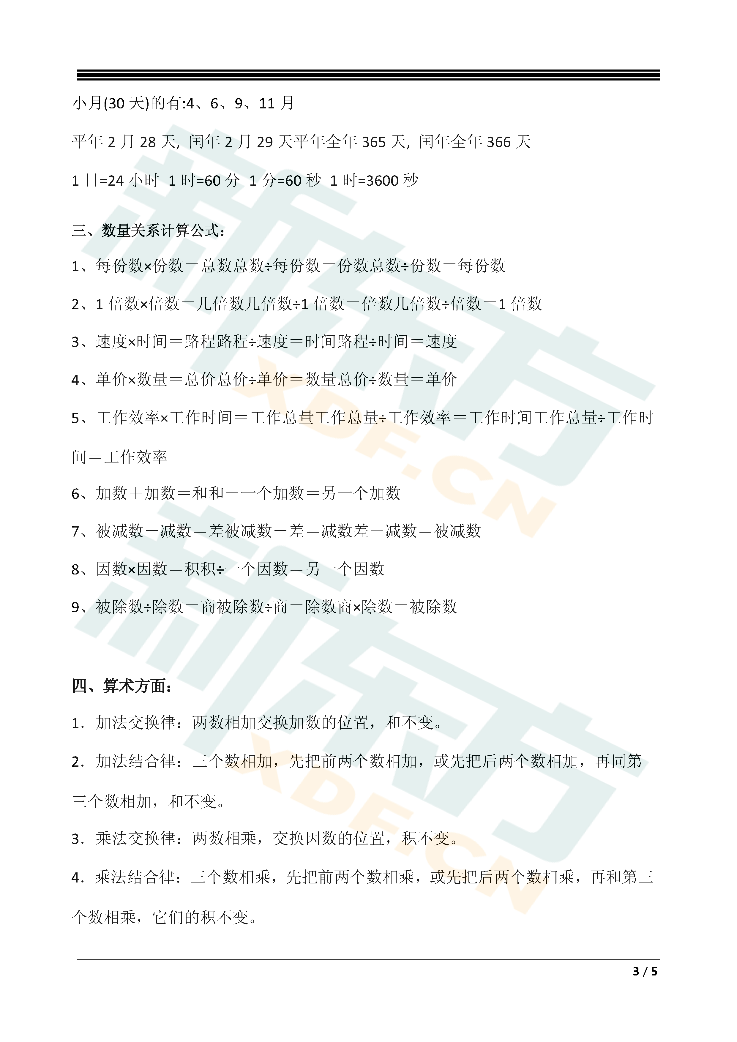 2018長沙新東方小學數學公式彙總(一)